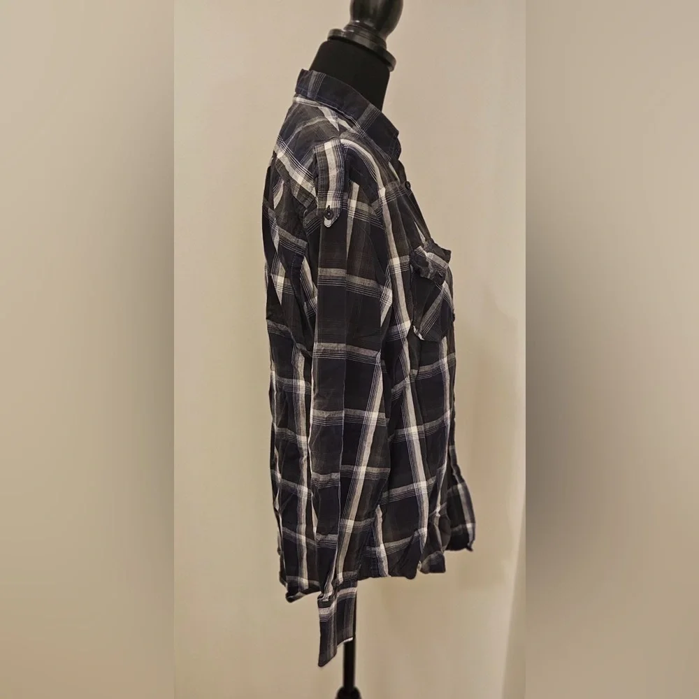 Report Collection Men’s Plaid Button-Down Shirt, Size L
